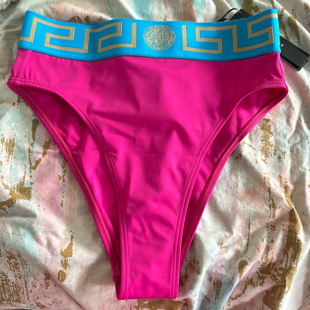 Versace Greco high waist bikini bottoms euc